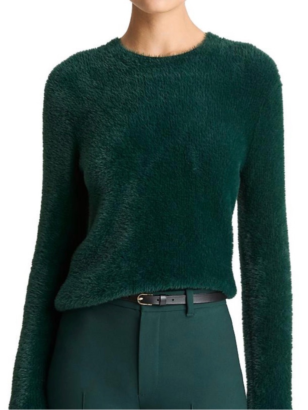 Vince Juniper Green Fuzzy Eyelash Crewneck Sweater NWT M Fall